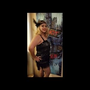 Flapper Halloween Dress & Acc size L - XL